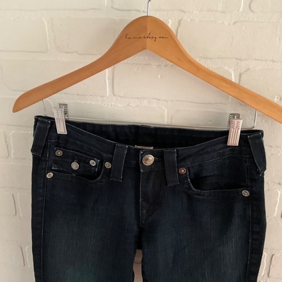 True Religion Women’s Denim Jeans Y2K Rock Low Rise Dark wash Blue Flare 28 - Picture 13 of 16